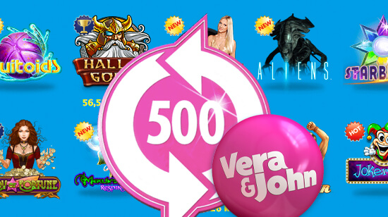 Get up to €100 Extra plus 10 Free Spins at Vera&John, plus up to 500 Free Spins a Month!