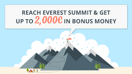 Climb Mt Everest and get a 200% Deposit Bonus plus a  250 Bonus at LeoJackpot!